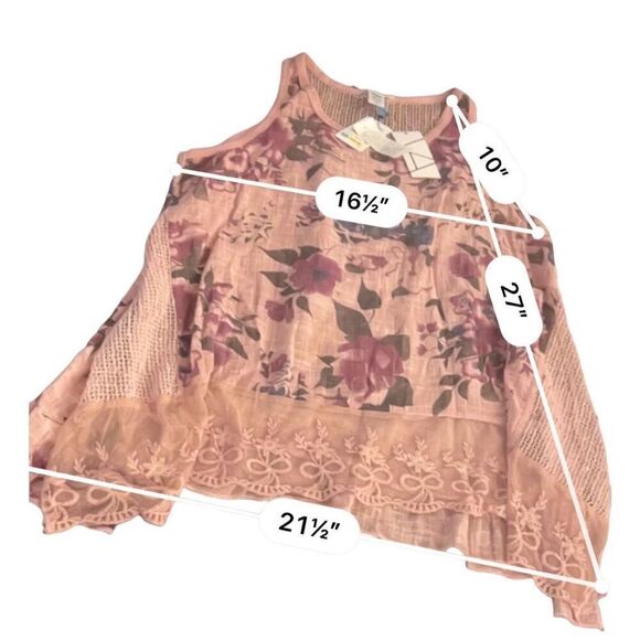 VASNA Boho Lagenlook Layered Flowy Mesh top size S - Picture 3 of 7